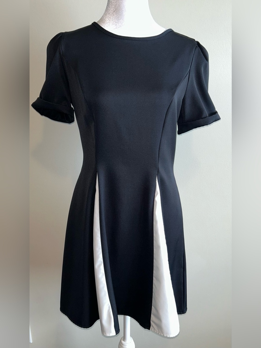 Black Dress with White Inset Panels